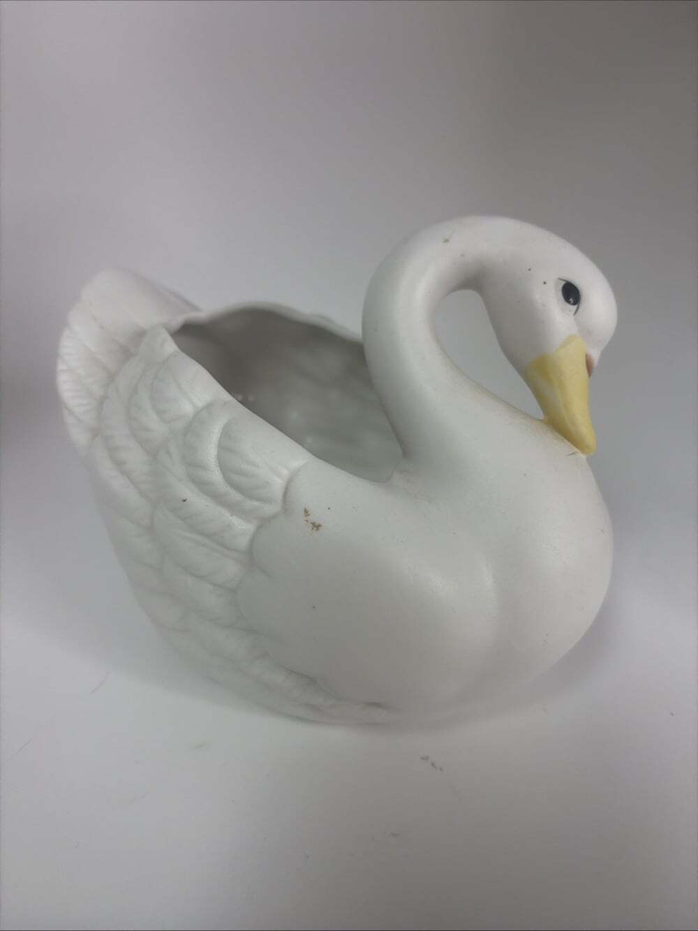 Vtg Homco Home Interiors Porcelain Ceramic White Swan Planter Figurine Decor 674